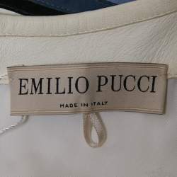Emilio Pucci Ivory Leather Appliqued Shift Dress M