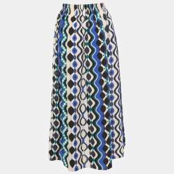 Pre Owned Emilio Pucci Multicolor Print Silk Maxi Skirt L