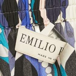 Pre Owned Emilio Pucci Multicolor Print Silk Maxi Skirt L