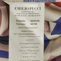 Pre Owned بلوزة إيميليو بوتشي حرير مطبوع متعدد الألوان مثنية مقاس صغير