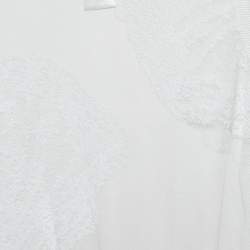 Pre Owned Emilio Pucci White Embroidered Mesh Sleeveless Top M