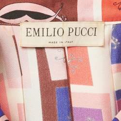 Pre Owned Emilio Pucci Multicolor Printed Pleated Silk Mini Dress S