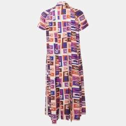 Pre Owned Emilio Pucci Multicolor Printed Pleated Silk Mini Dress S