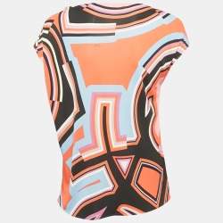 Pre Owned Emilio Pucci Multicolor Printed Jersey Top S
