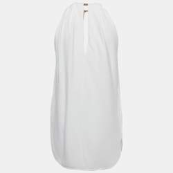 Pre Owned Emilio Pucci White Silk Chain Sleeve Mini Dress S