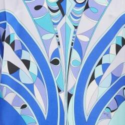Emilio Pucci Blue Printed Silk Satin Short Dress S
