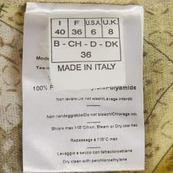 Pre Owned Emilio Pucci Yellow Printed Mesh Knit Long Sleeve Top S