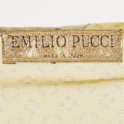 Pre Owned Emilio Pucci Yellow Printed Mesh Knit Long Sleeve Top S