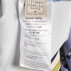 Pre Owned Emilio Pucci Blue Printed Satin Silk Playsuit M