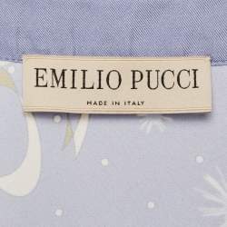 Pre Owned Emilio Pucci Blue Printed Satin Silk Playsuit M