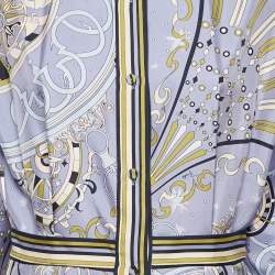 Pre Owned Emilio Pucci Blue Printed Satin Silk Playsuit M