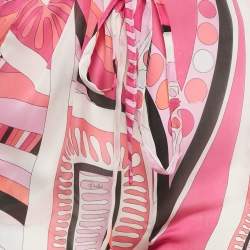 مملوكة مسبقًا Emilio Pucci Pink Printed Silk Semi Sheer Pants S