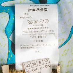 Pre Owned Emilio Pucci Blue Printed Silk Semi Sheer Trousers M