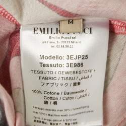Pre Owned Emilio Pucci Pink Printed Jersey V-Neck Crop Top M