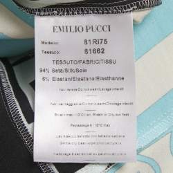 Pre Owned Emilio Pucci Blue Printed Silk Sleeveless Maxi Dress S