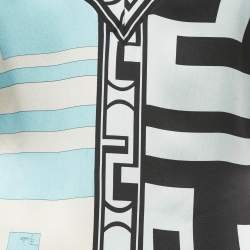 Pre Owned Emilio Pucci Blue Printed Silk Sleeveless Maxi Dress S