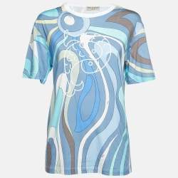 Emilio Pucci Blue Iride Print Cotton Crew Neck T-Shirt S 