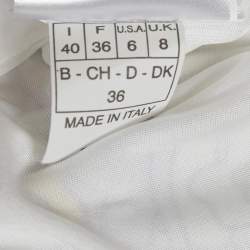 Pre Owned Emilio Pucci White Printed Jersey Draped Sleeveless Midi Dress S