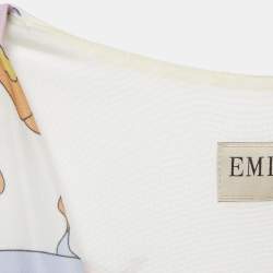 Pre Owned Emilio Pucci White Printed Jersey Draped Sleeveless Midi Dress S