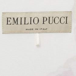 Pre Owned Emilio Pucci White Printed Jersey Draped Sleeveless Midi Dress S