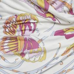 Pre Owned Emilio Pucci White Printed Jersey Draped Sleeveless Midi Dress S