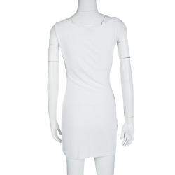 Pre Owned Emilio Pucci White Sequin Embellished Ruched Sleeveless Dress S