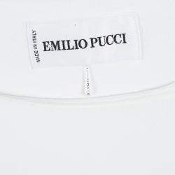 Pre Owned Emilio Pucci White Sequin Embellished Ruched Sleeveless Dress S