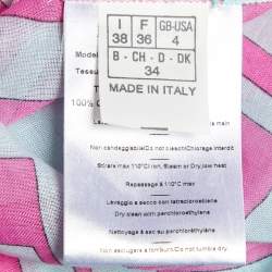 Pre Owned Emilio Pucci Pink/Green Geometric Print Cotton Sheer Top S