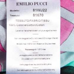 Pre Owned Emilio Pucci Pink/Green Geometric Print Cotton Sheer Top S