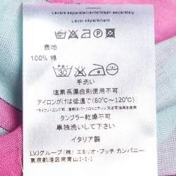 Pre Owned Emilio Pucci Pink/Green Geometric Print Cotton Sheer Top S