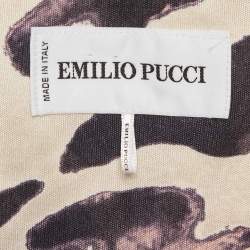 Pre Owned Emilio Pucci Beige Printed Jersey Mini Dress S