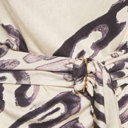 Pre Owned Emilio Pucci Beige Printed Jersey Mini Dress S