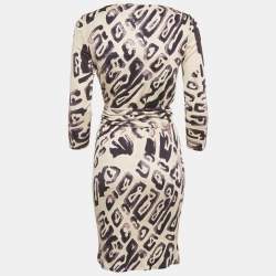 Pre Owned Emilio Pucci Beige Printed Jersey Mini Dress S