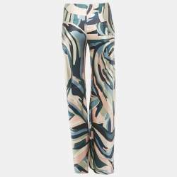 Pre Owned بنطلون إيملو بوتشي واسع الساق برباط حرير مطبّع بألوان متعددة مقاس صغير (سمول)