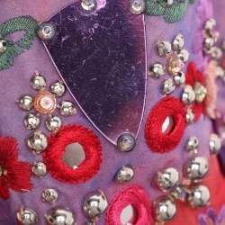 Pre Owned Emilio Pucci Multicolor Tie Dye Chiffon Beads Embellished Long Dress M