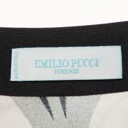 Pre Owned Emilio Pucci Grey/Multicolor Printed Silk Knit Knee-Length Dress L