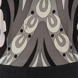 Pre Owned Emilio Pucci Grey/Multicolor Printed Silk Knit Knee-Length Dress L