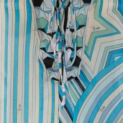مملوكة مسبقًا Emilio Pucci Blue Printed Cotton Long Dress L