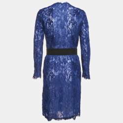 Pre Owned Emilio Pucci Black Lace Button Front Midi Dress M