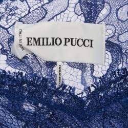 Pre Owned Emilio Pucci Black Lace Button Front Midi Dress M