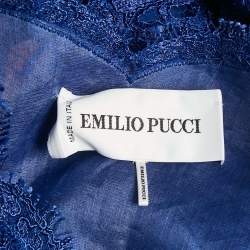 Pre Owned Emilio Pucci Black Lace Button Front Midi Dress M