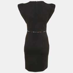 Pre Owned Emilio Pucci Black Jersey Ruffle Detail Bodycon Mini Dress S