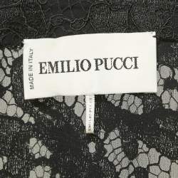 Pre Owned Emilio Pucci Black Lace Zip-Up Jacket M