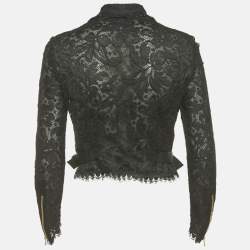 Pre Owned Emilio Pucci Black Lace Zip-Up Jacket M