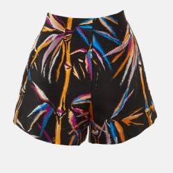 Pre Owned Emilio Pucci Black Lurex Jacquard Pleated Shorts S/M