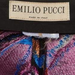 Pre Owned Emilio Pucci Black Lurex Jacquard Pleated Shorts S/M
