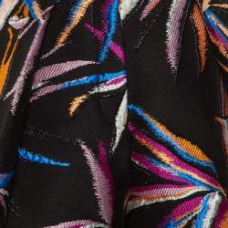 Pre Owned Emilio Pucci Black Lurex Jacquard Pleated Shorts S/M
