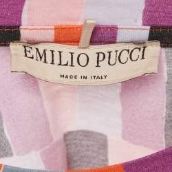 Pre Owned Emilio Pucci Multicolor Printed Jersey T-Shirt S