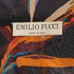 Pre Owned قميص بأزرار حرير بطبعة زهور سوداء إيميليو بوتشي مقاس متوسط