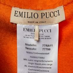 Pre Owned Emilio Pucci Multicolor Printed Wool Zip Up Poncho S